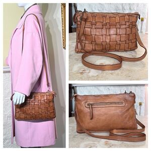 Constanza Rota Woven Leather Convertible Shoulder Bag Made in Italy